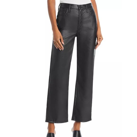 Levi's Leather Ribcage Black Vegan Leather Straight Leg Pants